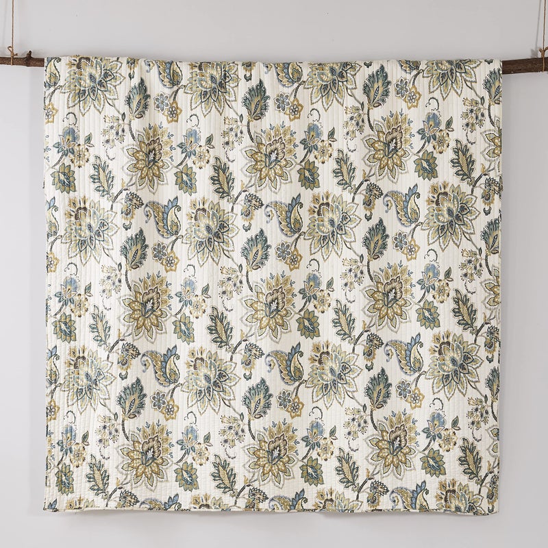 Levtex Home - Grey Palladium Quilt Set - King/Cal King Quilt 106x92in. + Two King Pillow Shams 36x20in. - Paisley - Green, Yellow, Grey, Blue, and White - Reversible - Cotton Fabric - Image 4